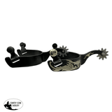 Showman ® Black Steel Spurs with Engraved Longhorn Overlay - Country Scene Saddlery and Pet Supplies