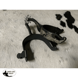 Showman ® Black Steel Spurs with Engraved Longhorn Overlay - Country Scene Saddlery and Pet Supplies