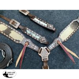 Showman ® Black & White Hair On Cowhide Inlay Single Ear Headstall And Breast Collar Set.