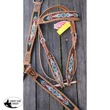 Showman ® Browband beaded Browband Headstall and Breast collar Set w/ rawhide leather accents. - Country Scene Saddlery and Pet Supplies