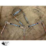 Showman ® Browband beaded Browband Headstall and Breast collar Set w/ rawhide leather accents. - Country Scene Saddlery and Pet Supplies
