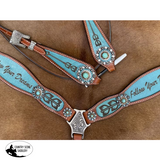 Showman ® Browband headstall and breast collar set. Features Turquoise inlay with 'follow your dreams' wording and Turquoise concho accents. - Country Scene Saddlery and Pet Supplies