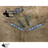 Showman ® Browband Headstall & Breast collar set with wool southwest blanket inlay. - Country Scene Saddlery and Pet Supplies