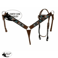 New! Showman ® Browband Headstall & Breast Collar Set With Wool Southwest Blanket Inlay.