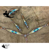New! Showman ® Browband Headstall & Breast Collar Set With Wool Southwest Blanket Inlay.