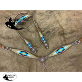 Showman ® Browband Headstall & Breast collar set with wool southwest blanket inlay. - Country Scene Saddlery and Pet Supplies