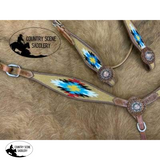 Showman ® Browband Headstall & Breast collar set with wool southwest blanket inlay. - Country Scene Saddlery and Pet Supplies