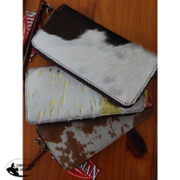 Showman ® Brown & White Printed Hair On Cowhide Clutch Handbags Wallets Cases