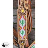 Showman ® Cactus Print Beaded Headstall And Breast Collar Set. 