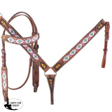 New! Showman ® Cactus Print Beaded Headstall And Breast Collar Set. 