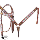 Showman ® Cactus Print Beaded headstall and breast collar set.  - Country Scene Saddlery and Pet Supplies