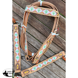 Showman ® Cactus Print Beaded headstall and breast collar set.  - Country Scene Saddlery and Pet Supplies
