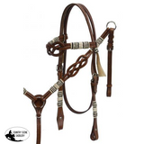 New! ~Showman ® Celtic Knot Headstall And Breast Collar Set With Rawhide Braided Accents.