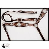 Showman ® Cheetah print one ear headstall and breast collar set - Country Scene Saddlery and Pet Supplies