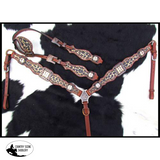 New! Showman ® Cheetah Print One Ear Headstall And Breast Collar Set.