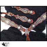 New! Showman ® Cheetah Print One Ear Headstall And Breast Collar Set.