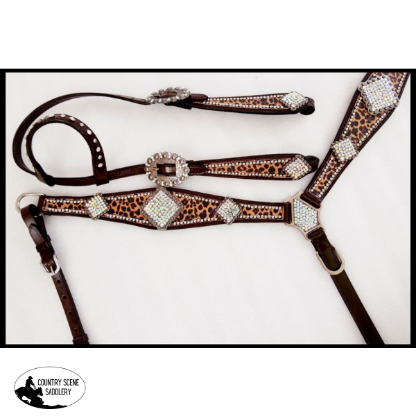 Showman ® Cheetah Print One Ear Headstall And Breast Collar Set #western Bridles