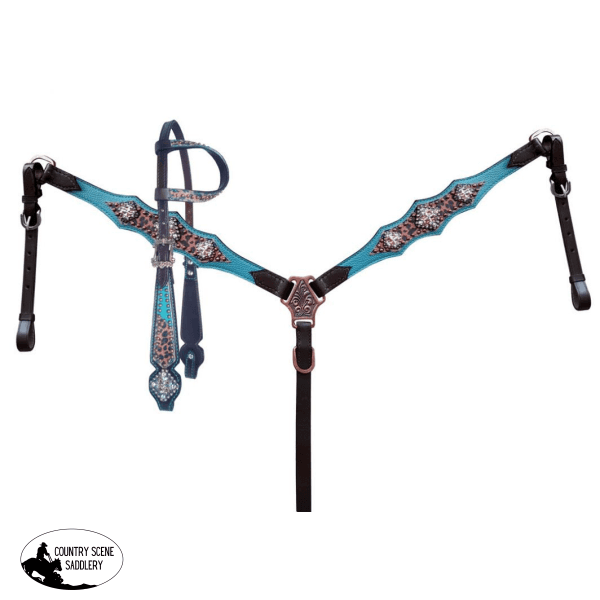New! Showman ® Cheetah Print Overlay With Teal Leather.