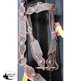 Showman ® Chocolate Oiled Browband Headstall and Breast Collar Set with buck stitch & Flower Tooling - Country Scene Saddlery and Pet Supplies