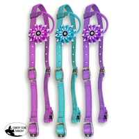 Showman ® Colorful Nylon One Ear Headstall With 3D Flower Accent Headstalls And Bridles