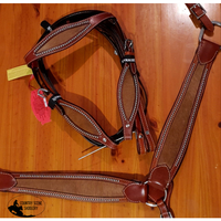 New! Showman ® Cowhide Headstall And Breast Collar Set.