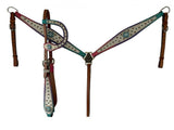 NEW! Showman ® Cowhide inlay One Ear headstall and breast collar set - Country Scene Saddlery and Pet Supplies