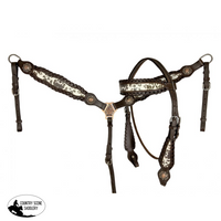 Showman ® Cowhide Print Browband Headstall And Breast Collar Set Fashion Collar Sets