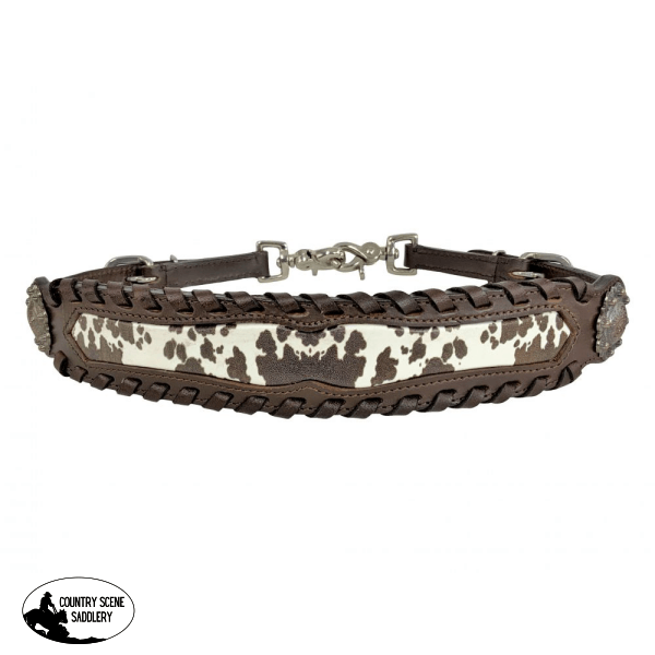 Showman ® Cowhide Print Wither Straps Filigree / Painted Spur