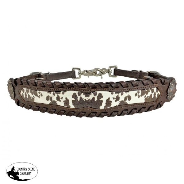 Showman ® Cowhide Print Wither Straps Filigree / Painted Spur