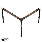 Showman ® Dark Brown Argentina Cow Leather Breast Collar With Aztec Beaded Inlays Western
