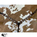 Showman ® Dark Brown Argentina Cow Leather Breast Collar with Aztec Beaded Inlays - Country Scene Saddlery and Pet Supplies