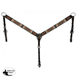 Showman ® Dark Brown Argentina Cow Leather Breast Collar with Aztec Beaded Inlays - Country Scene Saddlery and Pet Supplies