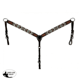 New! Showman ® Dark Brown Argentina Cow Leather Breast Collar with Southwest Beaded Inlays - Country Scene Saddlery and Pet Supplies
