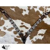 New! Showman ® Dark Brown Argentina Cow Leather Breast Collar with Southwest Beaded Inlays - Country Scene Saddlery and Pet Supplies