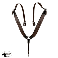 Showman ® Dark Oil Argentina Cow Leather Barbwire Tooled Pulling Collar. Pulling