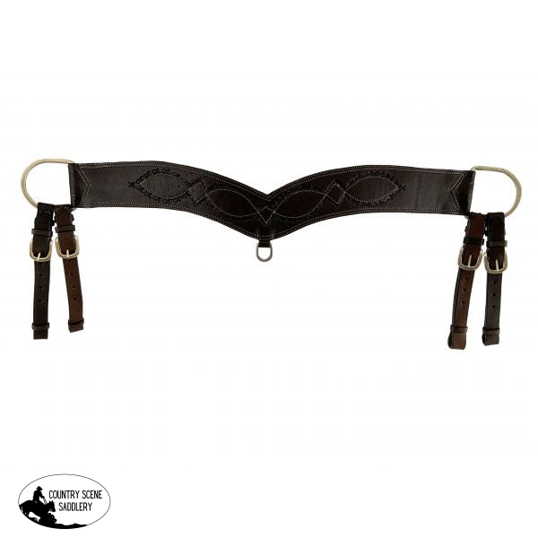 Showman ® Dark Oil Argentina Cow Leather Barbwire Tooled Tripping Collar.