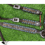 New! Showman ® Dark Oil Tooled Single Ear Headstall and Breast Collar Set with rawhide lacing. - Country Scene Saddlery and Pet Supplies