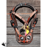 Showman ® double stitched leather furturity knot rawhide braided headstall with horse hair tassel. - Country Scene Saddlery and Pet Supplies