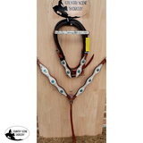Showman ® Double Stitched Leather Headstall And Breast Collar Set.
