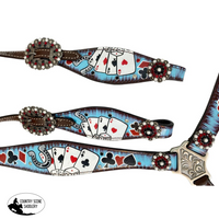 Showman ® Electric Aces One Ear Headstall And Breast Collar Set Western Tack Sets