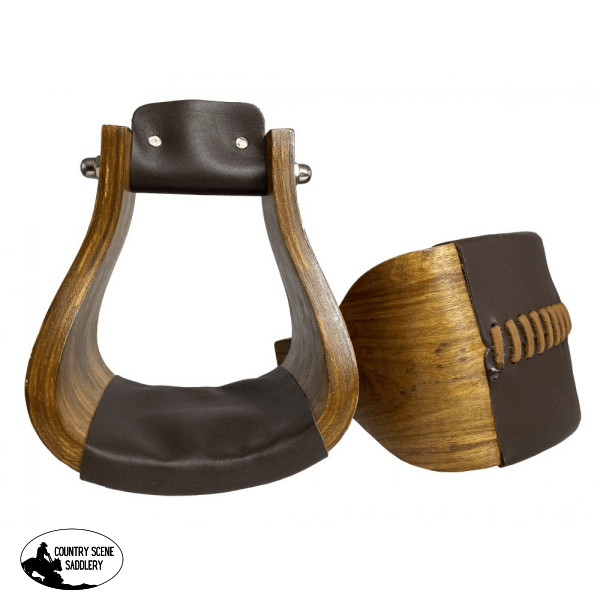 Showman ® Extra Wide Polished Ashwood Wooden Stirrups