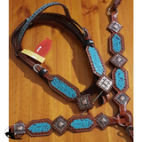 New! Showman ® Filigree Print Headstall And Breast Collar Set.