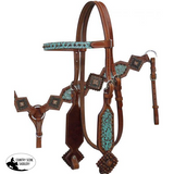 New! Showman ® Filigree Print Headstall And Breast Collar Set.