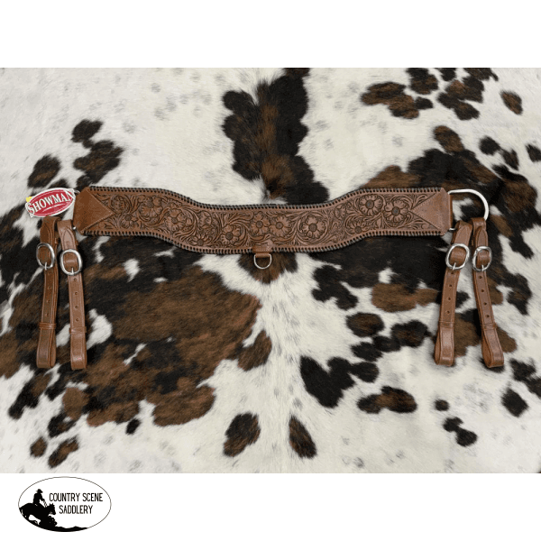 Showman ® Floral Tooled Medium Leather Tripping Collar With Black Whipstitching Tripping