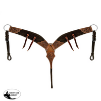Showman ® Floral Tooled Rough Out Leather Breast Collar Breastplates