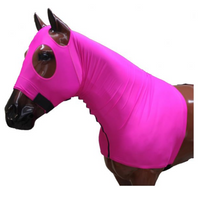 Showman ® Form Fitting Breathable Lycra® Hood With Zipper Neck. Elastic Bands Around Nose Equine