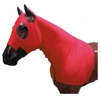 Showman ® Form Fitting Breathable Lycra® Hood With Zipper Neck. Elastic Bands Around Nose Equine