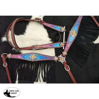 New! Showman ® Galaxy Print Browband Headstall And Breastcollar Set.