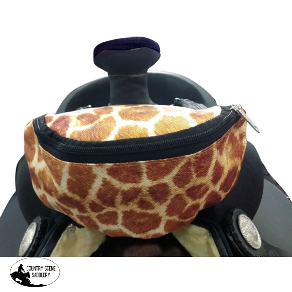 177235 Showman ® Giraffe Print Insulated Nylon Saddle Pouch. Pouches Sacks Horn Bags