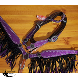 New! Showman ® Glitter Overlay Single Ear Leather Headstall And Breast Collar Set With Crystal